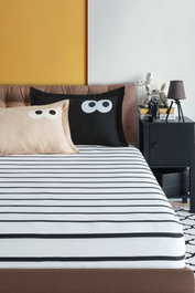 L'essentiel linge de maison Juego de Sábanas Doble Funny Cizgili - Negro